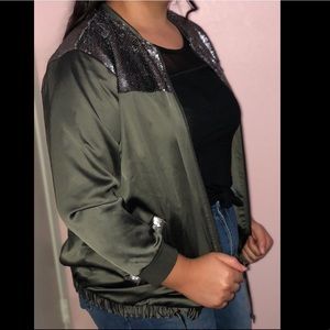 Democracy Olive Green, Sequined Detailing Jacket